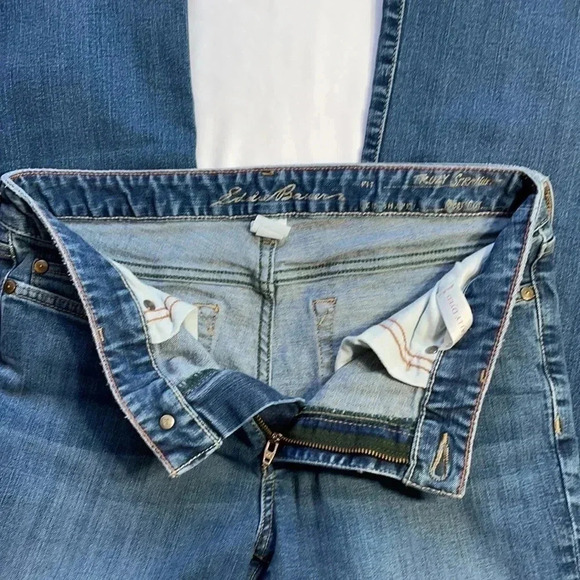 Eddie Bauer Truly Jeans Size 8 Short Blue Denim Straight Bootcut - Picture 7 of 10